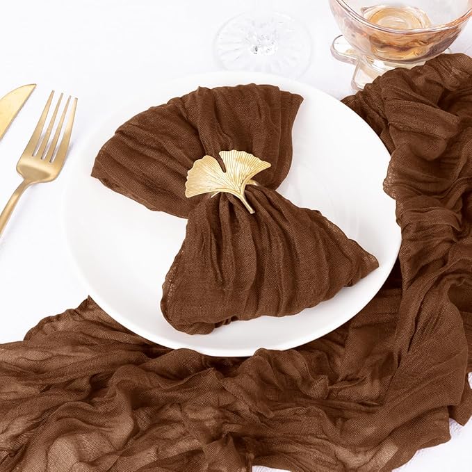20 Pack Brown Cheesecloth Napkins Tan Spring Cloth Napkins Set of 20 Marron Dinner Napkins Bulk 21x21 Inches for Wedding Bridal Shower Baby Shower Valentine's Day