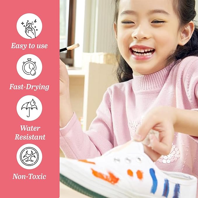 Acrylic Paint Set for Kids & Adults - Non-Toxic Rich Pigments Artist Quality Great Color Jars Set for Professional Painting on Canvas, Wood, Fabric and More (14 Colors (1 Ounce Each)) MD-A05