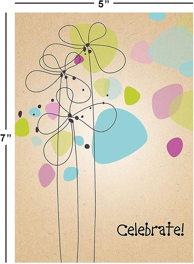 Current Kraft Blossoms Happy Birthday Greeting Card Set - Value Pack of 20 Cards With White Envelopes, 10 Designs, Large 5" x 7" Assortment