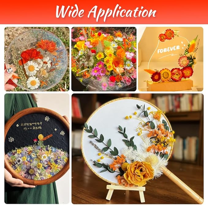 Bouquet Set Dried Pressed Flowers, 100 Pcs Mixed Dried Flowers for Resin, Bulk Natural Dry Floral Resin Fillers Decoration Accessories for DIY Crafts, Scrapbooking