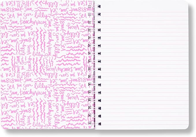 Lilly Pulitzer Hardcover Mini Spiral Notebook, 8.25" x 6.5" Small Journal with 160 College Ruled Pages (Rousseau Pink Cute as Shell)