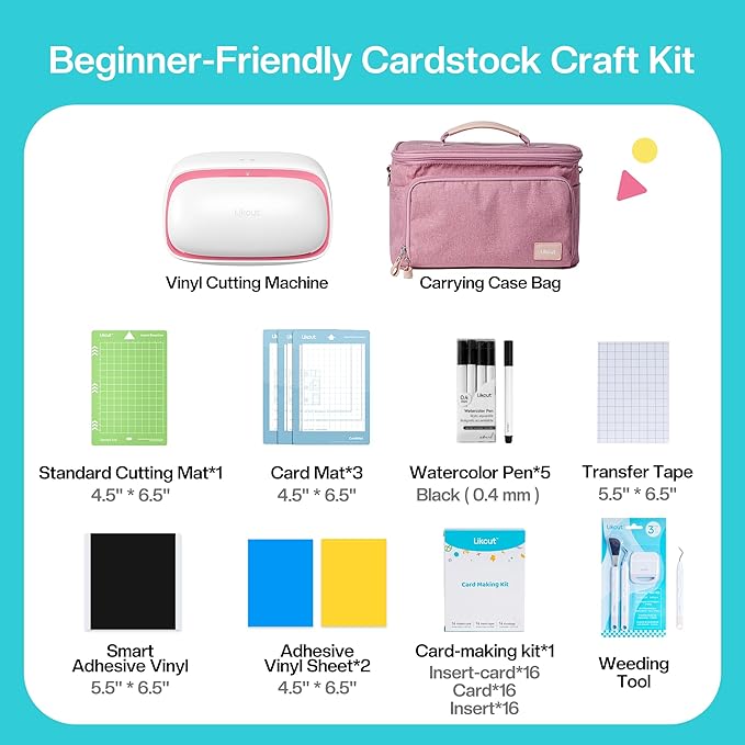 Vinyl Cutter Machine Cardstock Creator Bundle with Carrying Case & Accessories - Create a Sticker Machine, Portable Vinyl Printer for HTV, Cardstock and Creative DIY Joy