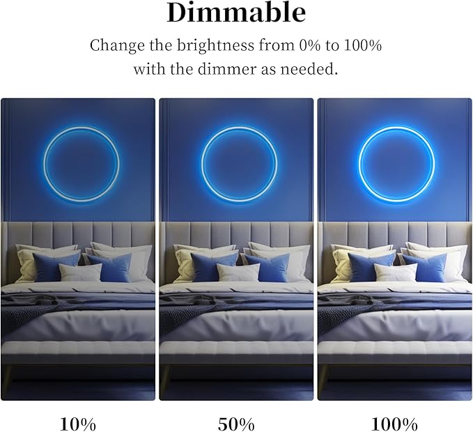 iNextStation 32.8ft/10M Bule COB LED Light Strip, DC24V CRI 93+ Bule Strip Light, 8mm Width LED Tape Lights, Flexible COB LED Lights for Bedroom, TV Backlight, Home DIY Lighting Decor(with Plug)