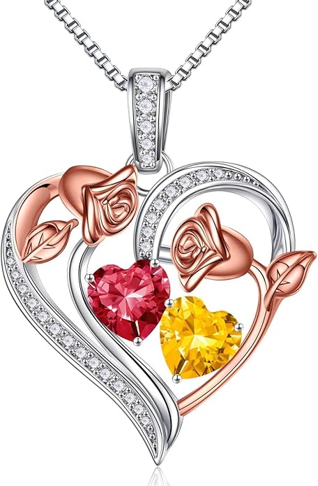 Iefil Christmas Gifts for Women Wife - 925 Sterling Silver Rose Heart Necklace, Stocking Stuffers for Women, Anniversary Birthday Gifts for Wife Girlfriend Mom