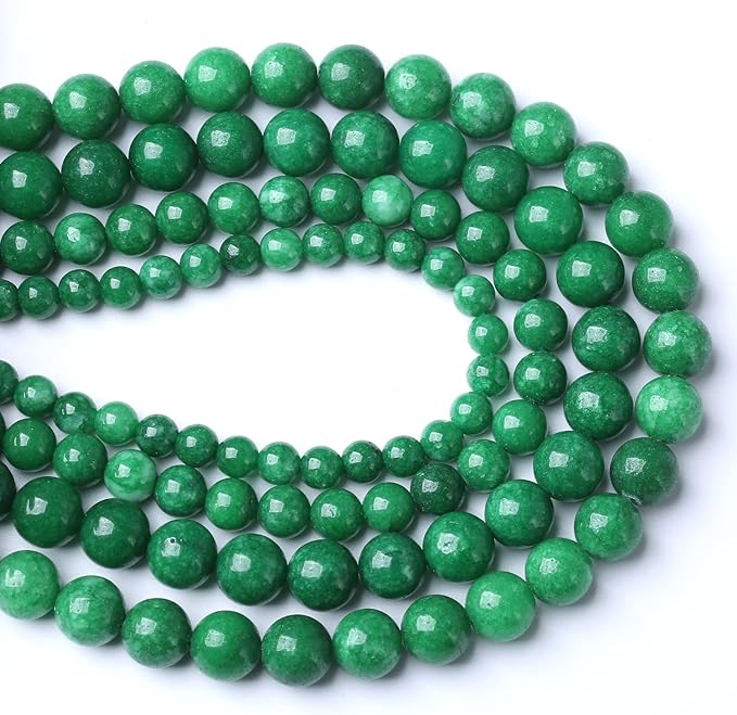 32pcs 12mm Natural Green Cloud Jades Beads Round Loose Gemstone Crystal Energy Healing Power Stone Beads for Jewelry Making DIY Bracelet (12mm, Green Cloud Jades)