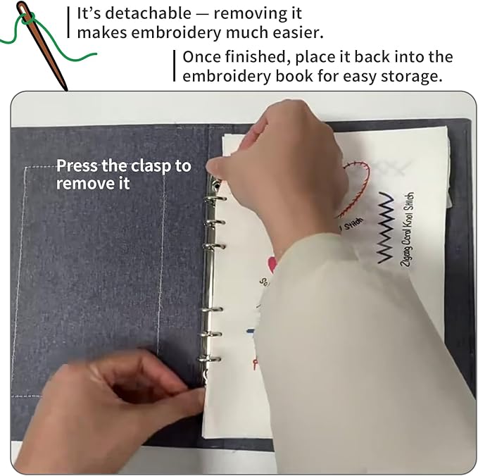 2026 Upgraded Embroidery Stitch Book Kit 6-Ring Binder Clip Design & Oversized 10.8x8.1x1.0 Inches 86 PCS Complete Toolkit with 138 Large Clear Patterns Portable for Beginners Adults DIY Craft & Gift