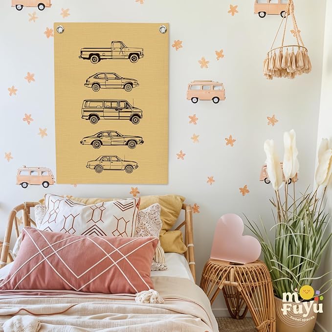 Boy Room Decor,Cars Room Decor for Boys Linen Canvas Banner,Toddler Wall Hanging Pennant Flag for Boys Kids Bedroom Dorm Nursery 18x25 Inch
