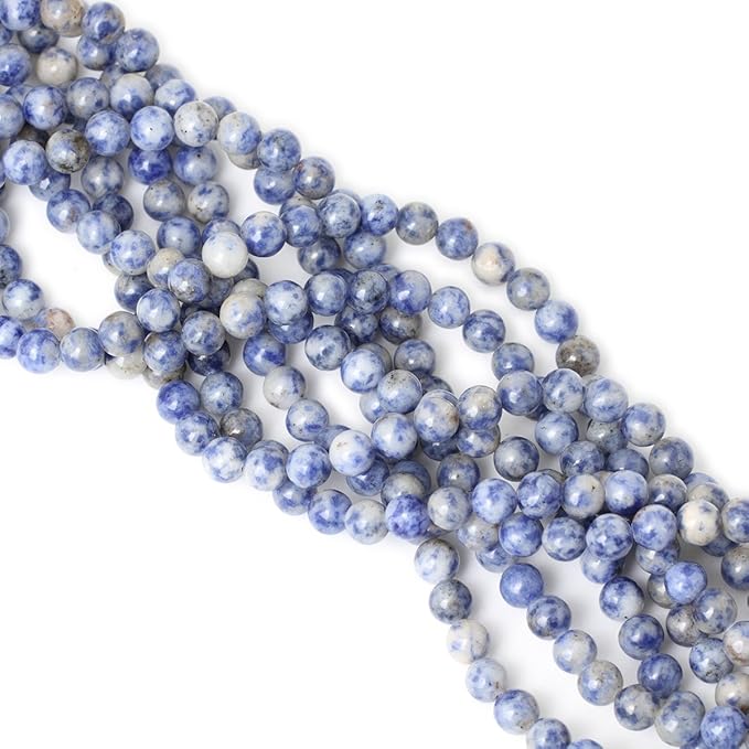 45PCS 8mm Natural Blue White Sodalite Gemstone Round Loose Beads for Jewelry Making 1 Strand 15"