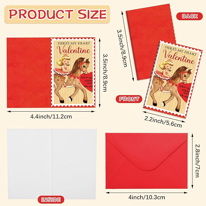 Eaasty 48 Sets Mini Vintage Valentines Day Cards with Envelopes Cute Valentine's Day Greeting Cards Assortment Retro Couple Love Postcards for Adults Lovers Boyfriend Girlfriend (Cute)