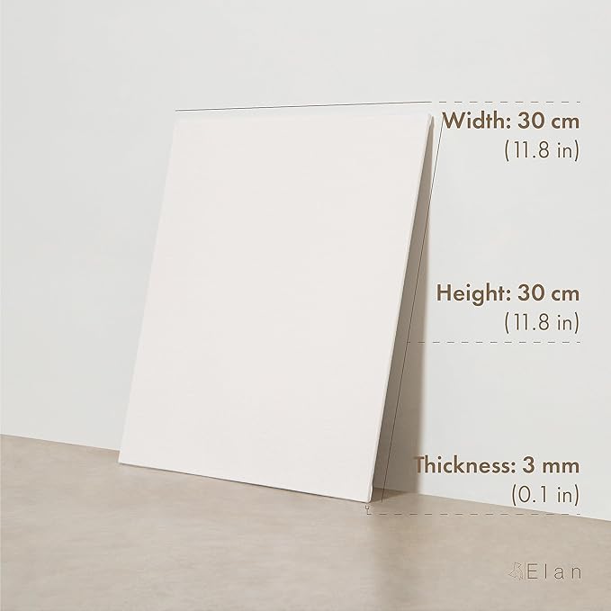 Elan Canvas Boards for Painting 11.8x11.8 Inch, 8-Pack 100% Cotton Acid-Free Blank Canvases for Painting 8oz, Triple Primed 11.8x11.8 Canvas Panels