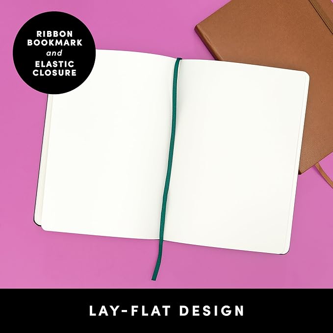 PAPERAGE Blank Journal Notebook, (White), 160 Pages, Medium 5.6 in x 8 in - 100 GSM Thick Paper – Hardcover Journaling Notebook for Work, School, Note Taking or Sketching