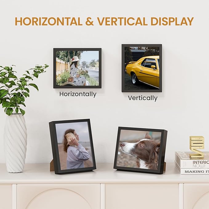 5x6 Aluminum Metal Picture Frame,Tempered Glass Black Photo Frame 5x6 for Family Photo,Posters,Art,Document to Wall Mount Horizontally or Vertically