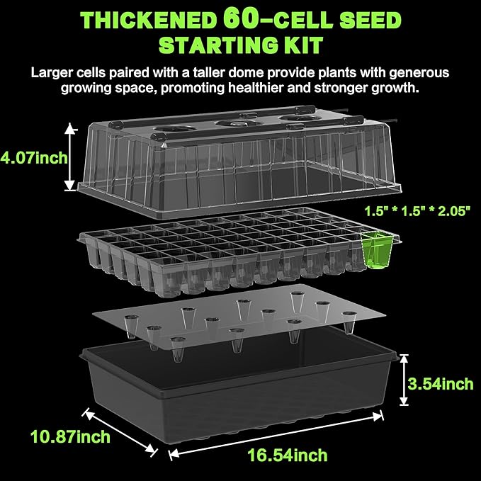 120-Cell Self-Watering Seed Starter Tray with Grow Lights, Upgraded 1–24H Timer, Seed Trays with Humidity Dome, Indoor Gardening System, Starter Kit for Seeds, Plant Germination