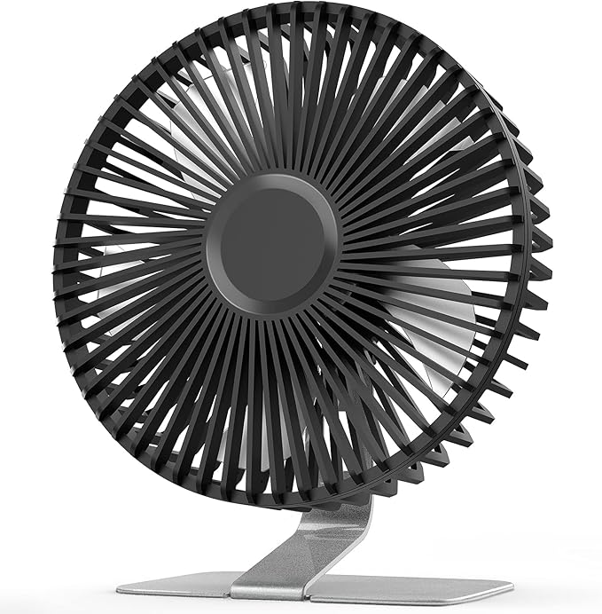 SLENPET 6 inch USB Desk Fan, 4 Speeds, Ultra-quiet, 90° Adjustment for Better Cooling, Portable Mini Powerful Desktop Table Fan, Small Personal Fan for Home Office, Metal Base, Silver