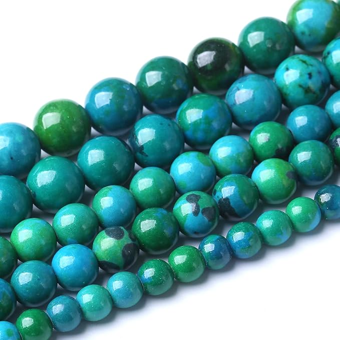 180PCS 4mm Natural Stone Beads Phoenix Chrysocolla Round Loose Gemstone Beads for Jewelry Making DIY Bracelet Necklace 2 Strand 32" Energy Stone Healing Power