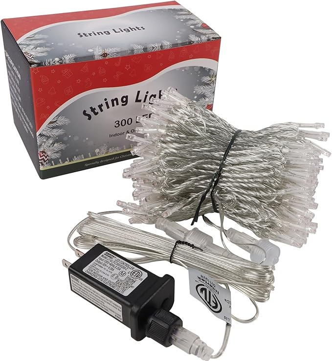 LJLNION 300 LED Valentines Lights, Extra Long 98.5FT Christmas String Lights Outdoor Indoor, 8 Lighting Mode, Plug in Waterproof Fairy Light for Wedding Party Bedroom Garden Decorations (Red & White)