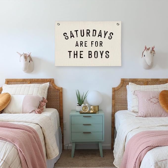 Boy Nursery Playroom Decor, Canvas Banner Wall Hanging Banner Flag Decor for Nursery Classroom Playroom Kids Room, Playroom Essentials
