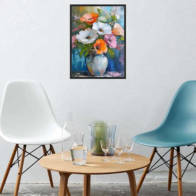 NWQZBYHT Flowers Diamond Art Kits for Adults,Vase 5D Diamond Painting Kits for Adults,Flowers DIY Round Full Drill Gem Art Kits for Beginner,Diamond Dots Picture Crafts Home Wall Decor 12x16 Inch