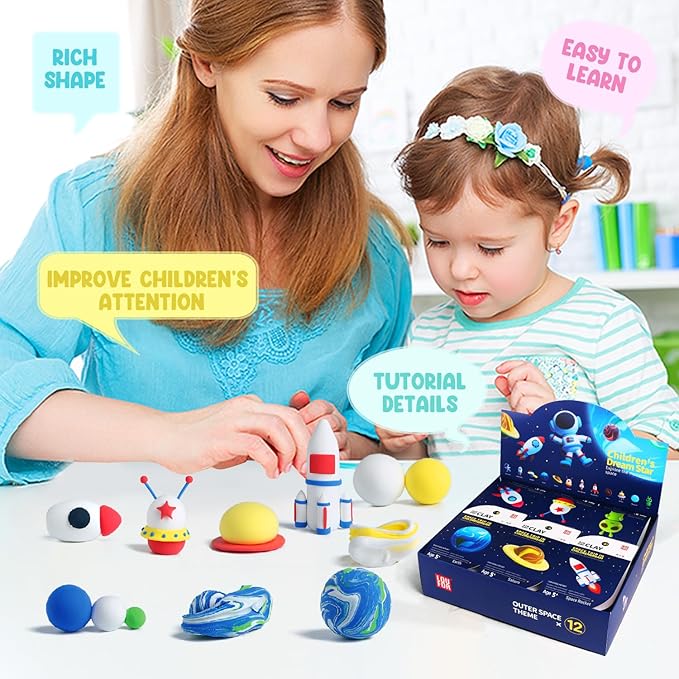 Air Dry Clay Kits - Modeling Clay for Kids, Ultra Light & Soft, Safe & Non-Toxic, 12 Boxes DIY Model Magic Clay with Sculpting Tools & Tutorials, Creatible Art Crafts Toys Gifts Boys Girls