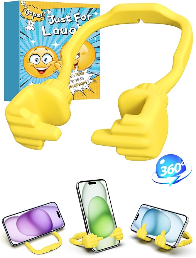 Christmas Stocking Stuffers for Teens Girls Women Adults Gifts: Lazy Cell Phone Holder for Desk Unique Gesture Phone Stand Gifts for Teenager Boys Men Funny Gag Gift Who Have Everything White Elephant