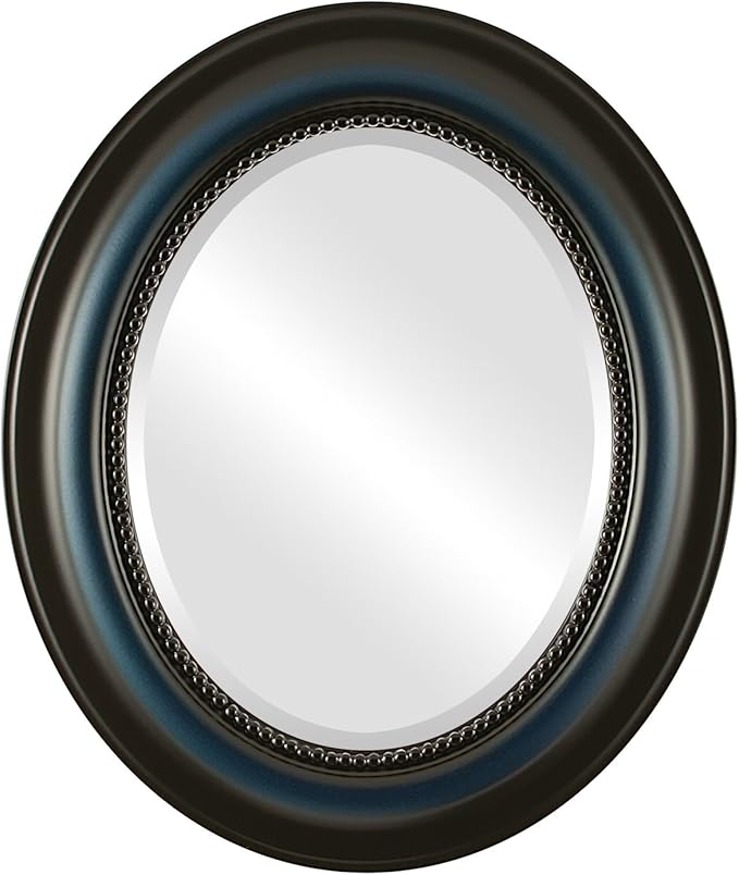 OVALCREST Oval Beveled Wall Mirror for Home Decor - Heritage Style - Royal Blue - 25x29 Outside Dimensions