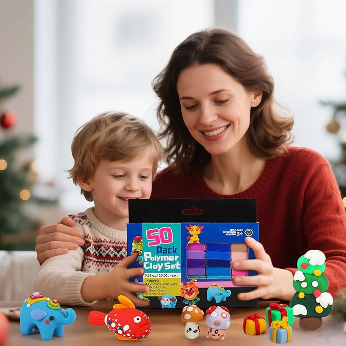 CiaraQ Polymer Clay Kit, 48 Colors Modeling Clay for Kids, Small Blocks Oven Bake Clay, DIY Mold Starter Kits, Gifts for Children&Adult and Artist.
