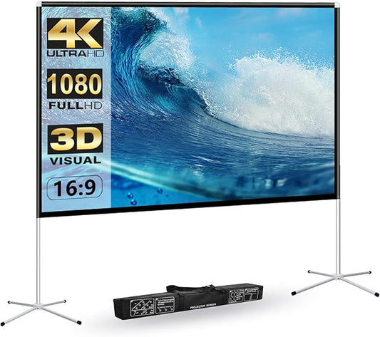 Projector Screen Outdoor Portable Movie: 120 inch Foldable Projection Screen with Stand Legs and Carry Bag for Camping Party