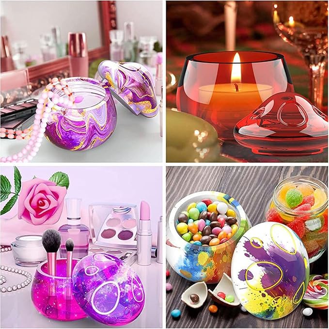 2 Sets Jar Resin Molds Silicone, Mushroom Jars Silicone Molds with Lids for Epoxy Resin Casting for Making Jewelry Storage Boxes, Candy Containers, Home Dressing Table Decoration