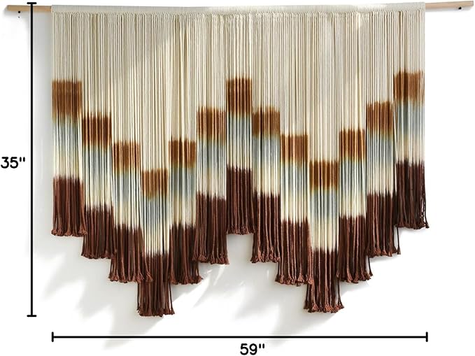 Flber Macrame Wall Hanging Tie-Dye Geometric Decor Large Scale Wall Art Statement Bohemian Yarn Tapestry Home Wall Decor 59''W*35''L