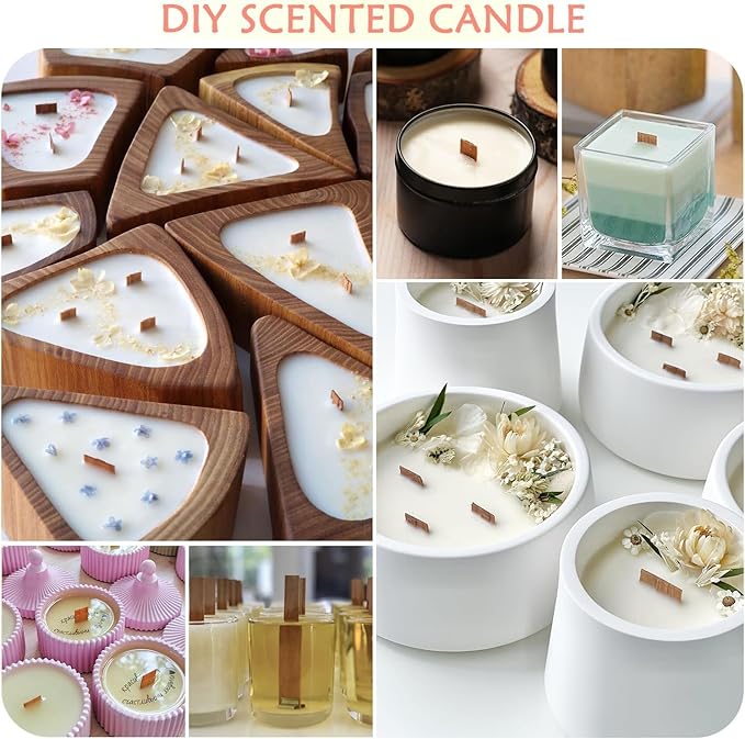 300pcs Wood Wicks for Candles Making,100pcs Wooden Candle Wicks and 100pcs Base,100pcs Wick Stickers,for Soy Wax, Beeswax, Coconut Wax - DIY Candle Making Supplies for Beginners & Professionals