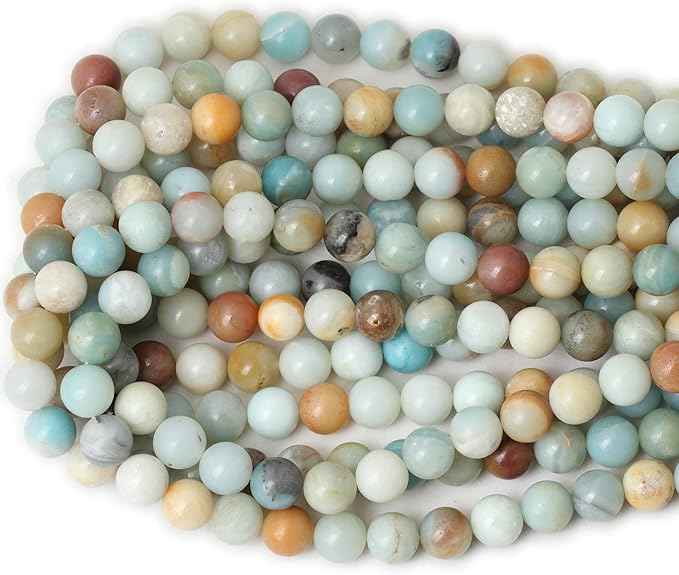 35PCS 10mm Natural Mix Color Amazonite Gemstone Round Loose Beads Stone Beads for Jewelry Making DIY 1 Strand 15"