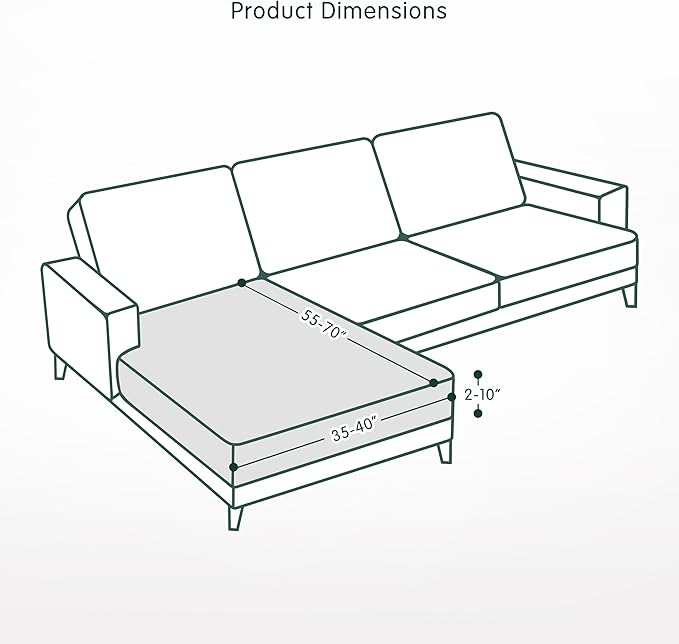 CHUN YI Stretch Sectional Couch Covers 1 Piece Chaise Lounge Slipcover L Shape Separate Cushion, Chaise Couch Cover for Both Left/Right Sectional Couch (Chaise Cover, Light Grey)