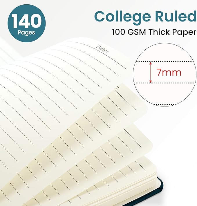 Lined Spiral Journal for Women, A5 Hardcover Cute Notebook for Work & Note Taking, Aesthetic Pretty Journal for Writing, 140 Pages, 6"x8", Bloom Whisper