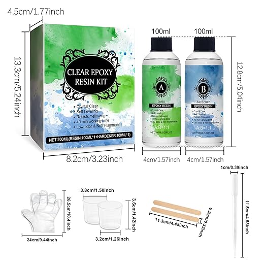 Epoxy Resin Kits 2X3oz,Clear Epoxy Resin - Anti-Yellowing Self-Leveling Hardener High-Gloss for Repair Jewelry Craft Art