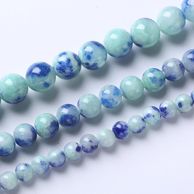 45pcs 8mm Natural Blue Green Persian Jade Stone Beads for Jewelry Making Round Loose Spacer Beads DIY Bracelets Necklaces 15" (8mm, Blue Green Jade)