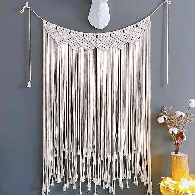 SmoothNovelty Macrame Wall Hanging Large Boho Wall Decor Aesthetic Dorm Room Decor Set Macrame Woven Tapestry Boho Tassel Art Home Decoration Moon Star Garland for Bedroom Dormitory Gift