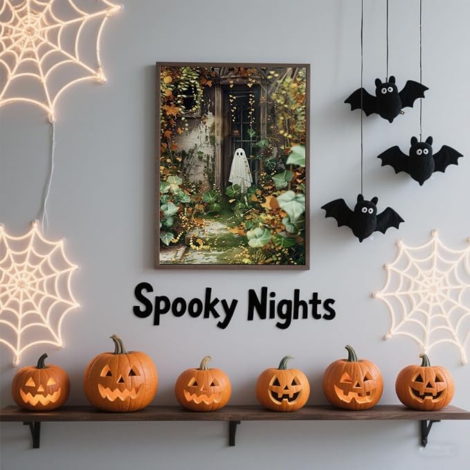 Halloween Diamond Art Painting Kits for Adults,Ghost Full Drill Diamond Dots Paintings for Beginners, Specter Horror Round 5D Paint with Diamonds Pictures Gem Art Painting Kits DIY Adult Crafts Kits