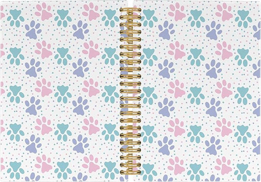 Dog Paw Themed Journal Notebook - Cute Dog Animals Pet Paws Notebooks College Ruled for Work School, Gifts for Dog Lovers Dog Mom, Office Supplies, Hardcover Spiral Notebook 5.5"x8.3"