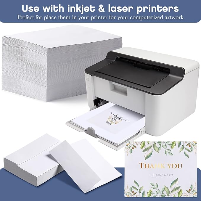 Fainne 800 Pcs White Envelopes Self Adhesive Printable Envelope Bulk for Invitation, Wedding, Baby Shower, Photography, Thank Note, Postcard, Greeting Card, Mailing, Graduation (A7 5.25 x 7.25 Inch)