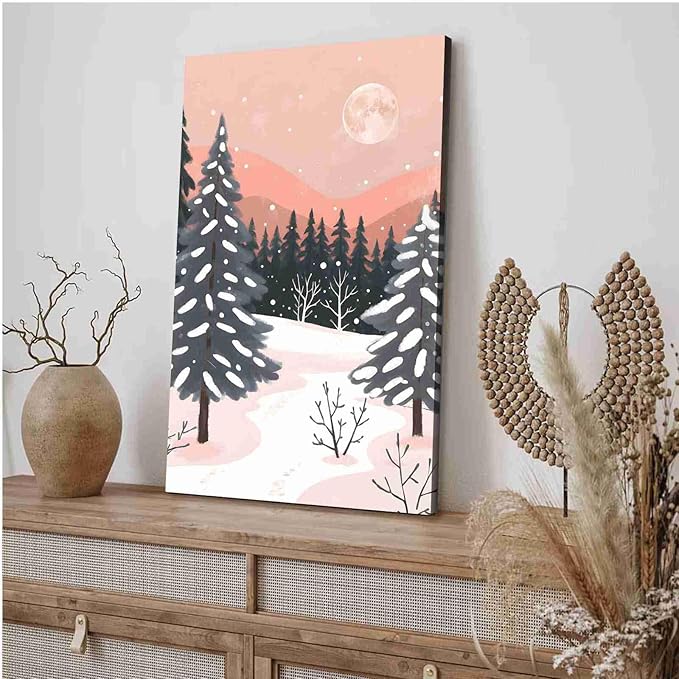 Canvas Wall Art serene winter landscape art print Christmas snow cosy winter's day 32x48in-UnFramed