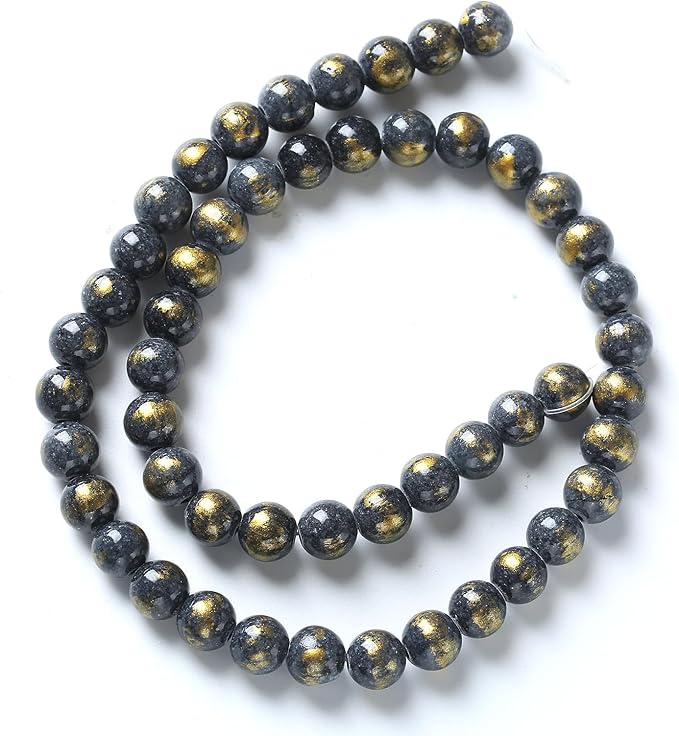 60pcs 6mm Natural Blue Black Lapis Lazuli Jade Beads for Jewelry Making Round Loose Beads DIY Bracelets Necklaces Energy Healing Stone Beads 15" (6mm, Blue Black Lapis Lazuli Jade)