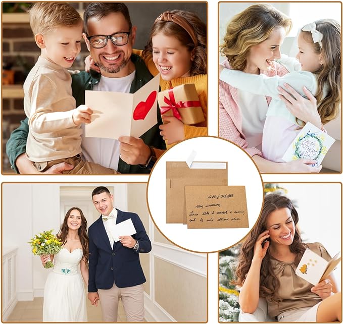 Brown Blank Cards and Envelopes 4.25 x 5.5 Heavyweight Folded Cardstock and A2 Envelopes Printable Self Seal 20 Packs for Wedding Invitations, Baby Showers, Greeting Cards, Birthday