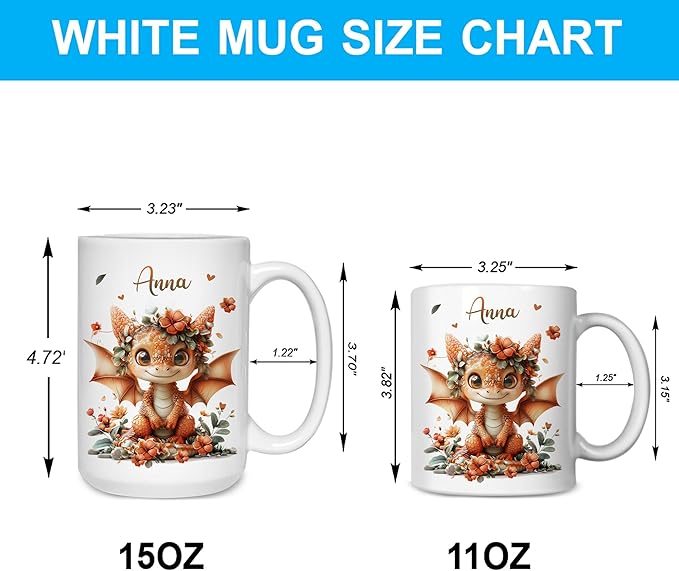 Hyturtle Personalized Dragon Coffee Mug - Custom Cup for Animal Lovers - Just A Girl Who Loves Dragons - Women's Birthday Gift - Ceramic 11oz/15oz