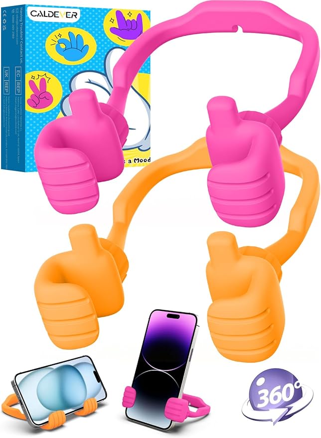 Stocking Stuffers for Teens Girls Boys Adults Cell Phone Stand: UPGRADE Adjustable Thumbs Up Lazy Phone Holder for Desk Cool Gadgets Fun Birthday Gift Ideas for Kids Teenager Women Gifts for Christmas