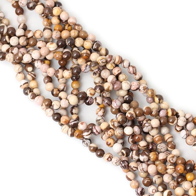 60PCS 6mm Natural Australian Zebra Gemstone Round Loose Beads Crystal Energy Stone for DIY Jewelry Making 1 Strand 15"