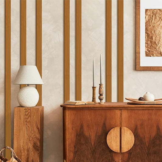 14 Pcs Large Rustic Wooden Wall Decor Striped Art Decoration Geometric Line Art Decal for Living Room Bedroom Mid Century Modern Decor Accent Murals for Office Farmhouse Home Indoor Decor 16.5"x2.0"