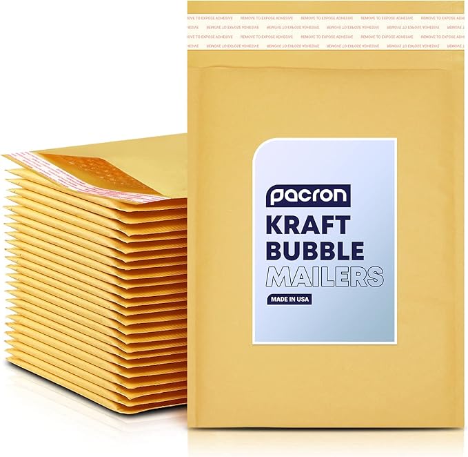 Kraft Bubble Mailers 500 Pack, 5 x 10 Inch Padded Shipping Envelopes, Yellow Mailing Envelopes for Documents & Packages, Durable & Lightweight, Made in USA