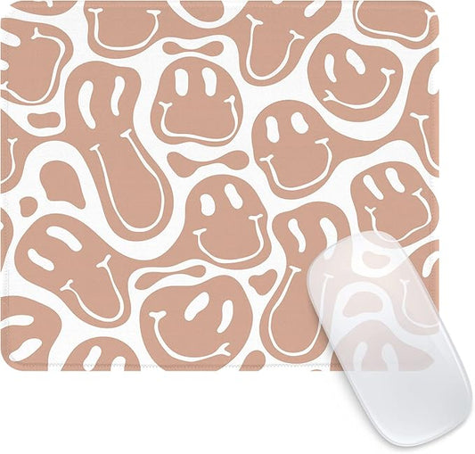 Seorsok Square Mouse Pad Cute Retro Smiley Hippie,Office Home Personalized Premium-Textured Mouse Mat Design,Waterproof Mousepad,Non-Slip Rubber Base Computer Mouse Pads for Wireless Mouse