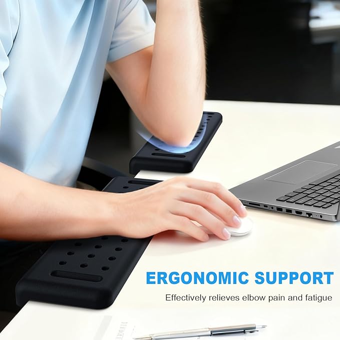 Arm Rest for Desk 2-Pack, L-Shaped Desk Elbow Pad with Non-Slip Silicone Base, Memory Foam PU Leather Desk Edge Cushion, Ergonomic Elbow Rest for Office/Computer Gamers