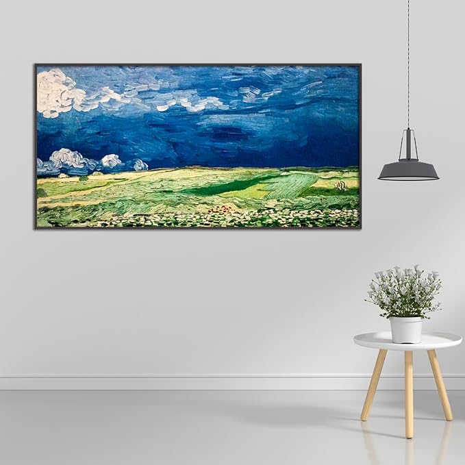 OKRA Vincent Van Gogh Wheatfield Under Thunderclouds Poster Nature Wilderness Landscape Fine Art Illustration Impressionist Art Modern Home Wall Decor Unframed(16x32in/40x80cm)